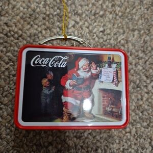 Coca-Cola Small Lunch Pail Tin Christmas Tree Ornament EUC